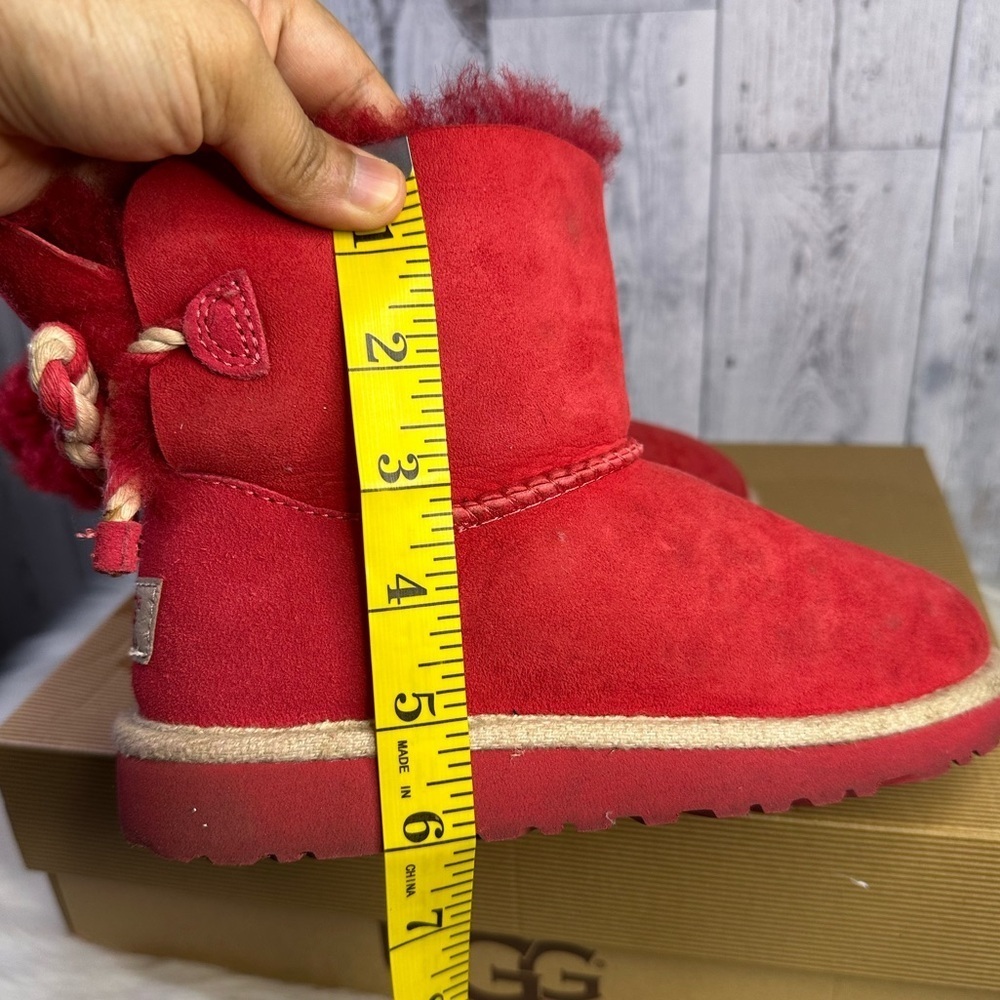 UGG kids selene bow winter boots in red - Picture 13 of 14